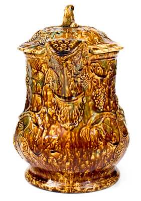 Exceptional HANKS & FISH / SWAN HILL / POTTERY / S. AMBOY, N.J. Rockingham Lidded Pitcher
