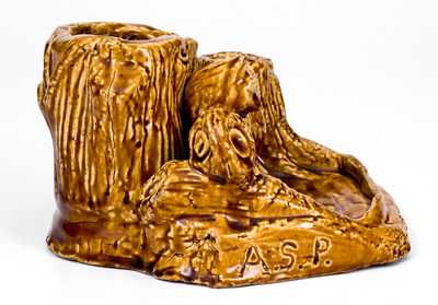 Exceptional Raccoon Match Holder by A. H. Prall at Fulper Pottery, Flemington, NJ, 1903