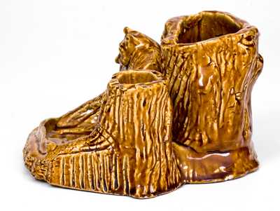 Exceptional Raccoon Match Holder by A. H. Prall at Fulper Pottery, Flemington, NJ, 1903