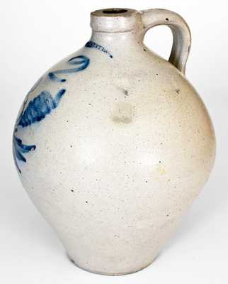 Rare ROCHESTER Stoneware Jug with Cobalt Floral Decoration