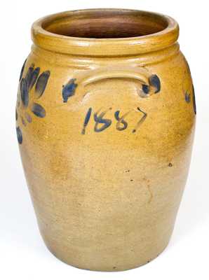 Rare attrib. J. Swank, Johnstown, PA "1887" Stoneware Jar