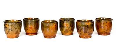 Lot of Six: Redware Custard Cups att. Jacob Medinger, Limerick, PA