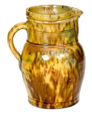 Small-Sized American Stoneware Pitcher with Multi-Colored Glaze