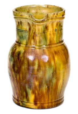 Small-Sized American Stoneware Pitcher with Multi-Colored Glaze