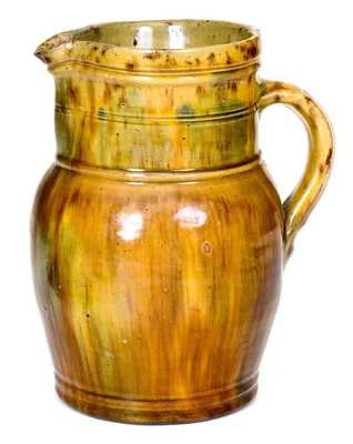 Small-Sized American Stoneware Pitcher with Multi-Colored Glaze