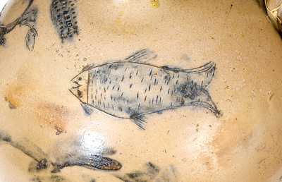 Extremely Rare SH ADDINGTON / UTICA Stoneware Incised Fish Jug