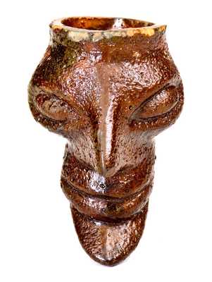 Rare Redware Figural Pipe Head, possibly Southern origin