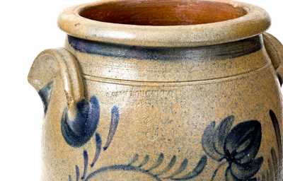 Rare A. & W. BOUGHNER / GREENSBORO, PA Stoneware Jar w/ Fine Cobalt Floral Decoration