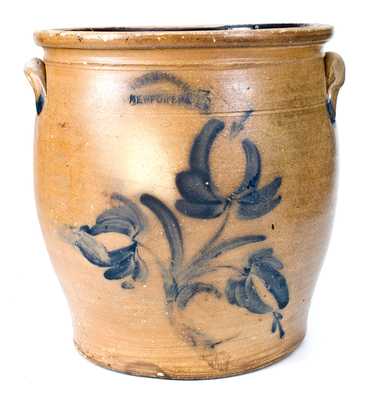 5 Gal. M. & T. MILLER / NEWPORT, PA Stoneware Cream Jar with Floral Decoration