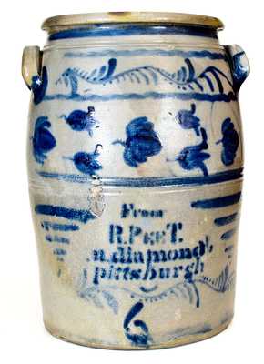 Unusual 6 Gal. Western PA Stoneware Jar w/ R. PEET / PITTSBURGH Advertising