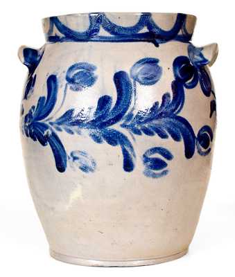 4 Gal. Baltimore Stoneware Jar with Profuse Cobalt Floral Decoration, circa 1830