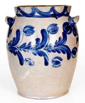 4 Gal. Baltimore Stoneware Jar with Profuse Cobalt Floral Decoration, circa 1830