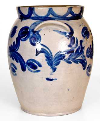 4 Gal. Baltimore Stoneware Jar with Profuse Cobalt Floral Decoration, circa 1830