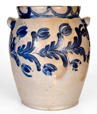 4 Gal. Baltimore Stoneware Jar with Profuse Cobalt Floral Decoration, circa 1830