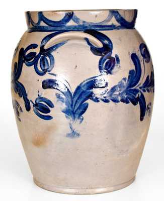 4 Gal. Baltimore Stoneware Jar with Profuse Cobalt Floral Decoration, circa 1830