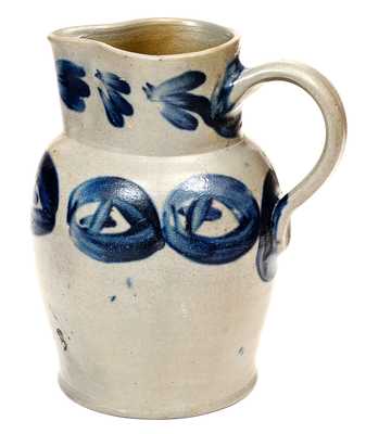 Three-Quart Baltimore, MD Stoneware Pitcher with Bold Cobalt Decoration, circa 1830