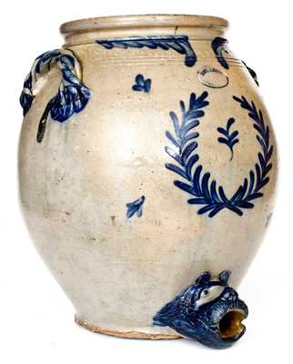Extremely Rare SAM L. I. IRVINE / NEWVILLE, PA Monumental Stoneware Water Cooler, Bear s Head Spout