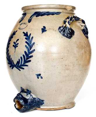 Extremely Rare SAM L. I. IRVINE / NEWVILLE, PA Monumental Stoneware Water Cooler, Bear s Head Spout