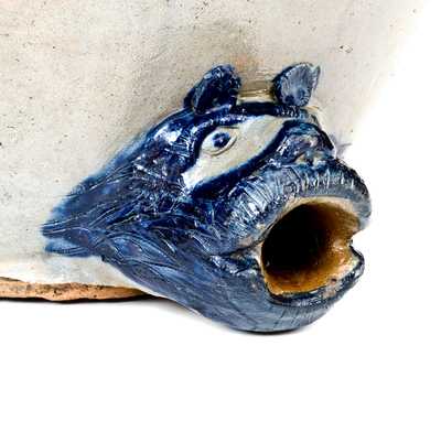 Extremely Rare SAM L. I. IRVINE / NEWVILLE, PA Monumental Stoneware Water Cooler, Bear s Head Spout
