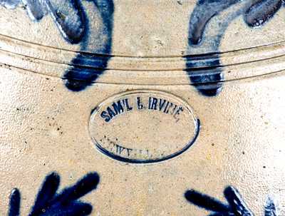 Extremely Rare SAM L. I. IRVINE / NEWVILLE, PA Monumental Stoneware Water Cooler, Bear s Head Spout