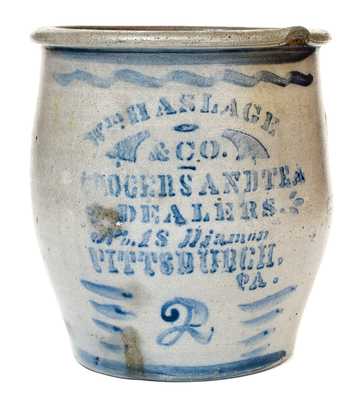 WM. HASLAGE & CO. / GROCERS AND TEA DEALERS / PITTSBURGH, PA Advertising Jar (2 Gal.)