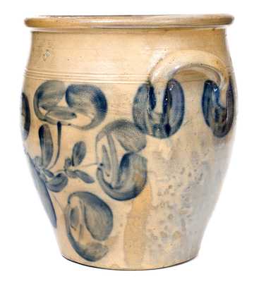 3 Gal. Beaver County, PA Stoneware Cream Jar w/ Profuse Floral Decoration