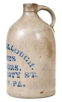 1/2 Gal. Western PA Stoneware Jug with PITTSBURGH, PA Advertising