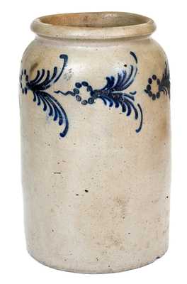 Baltimore Stoneware Jar with Slip-Trailed Floral Decoration, circa 1825