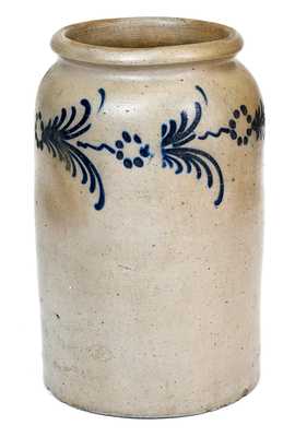 Baltimore Stoneware Jar with Slip-Trailed Floral Decoration, circa 1825