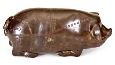 Extremely Rare Anna Pottery Pittston, PA Stoneware Pig Flask, 