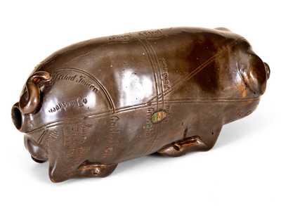 Extremely Rare Anna Pottery Pittston, PA Stoneware Pig Flask, 