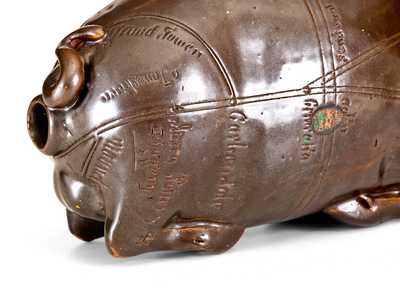 Extremely Rare Anna Pottery Pittston, PA Stoneware Pig Flask, 