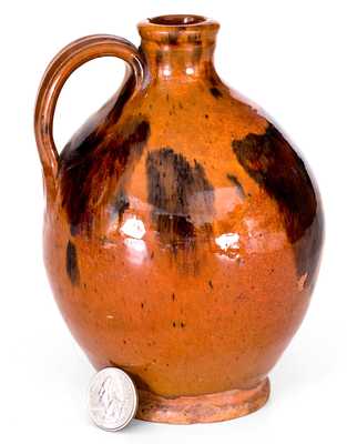 Small-Sized New England Redware Jug with Manganese Decoration