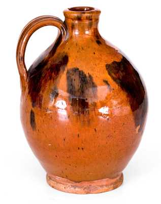 Small-Sized New England Redware Jug with Manganese Decoration