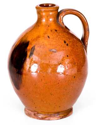 Small-Sized New England Redware Jug with Manganese Decoration