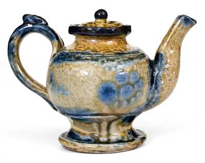 Very Unusual Stoneware Teapot with Cobalt Decoration