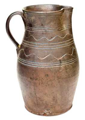 East Tennessee Stoneware Pitcher with Sine Wave Decoration
