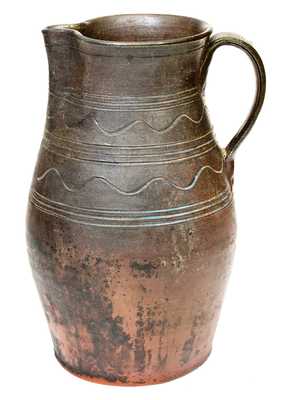East Tennessee Stoneware Pitcher with Sine Wave Decoration