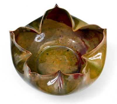 Fine George Ohr Pottery Star-Form Vase, Stamped G.E. OHR, / BILOXI, Mississippi origin, late 19th century