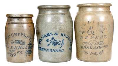 Lot of Three: WILLIAMS & REPPERT / GREENSBORO, PA, T. F. REPPERT / GREENSBORO, PA Jars