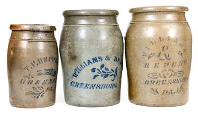 Lot of Three: WILLIAMS & REPPERT / GREENSBORO, PA, T. F. REPPERT / GREENSBORO, PA Jars