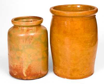 Lot of Two: Glazed American Redware Jars