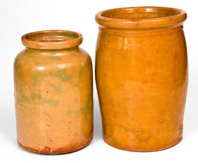 Lot of Two: Glazed American Redware Jars