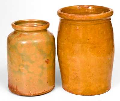 Lot of Two: Glazed American Redware Jars