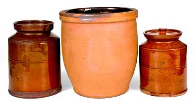 Lot of Three: Redware Jars incl. JOHN BELL / WAYNESBORO Example