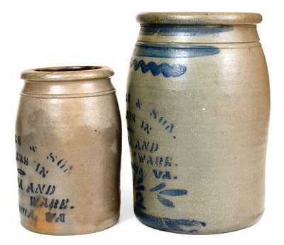 Lot of Two: E. J. MILLER & SON / ALEXANDRIA, VA Stoneware Advertising Jars