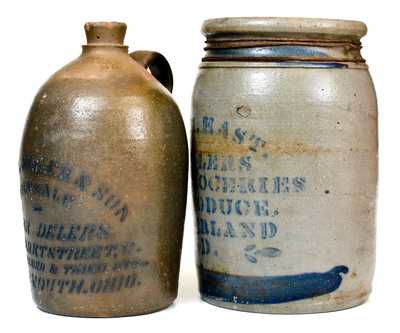 Lot of Two: Western PA Stoneware Advertising for PORTSMOUTH, OH and CUMBERLAND, MD