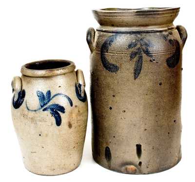 Lot of Two: James River, Virginia Stoneware Jar and Strasburg, VA Churn
