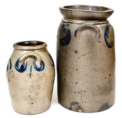 Lot of Two: James River, Virginia Stoneware Jar and Strasburg, VA Churn