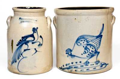 Lot of Two: New York State Stoneware Crocks w/ Bird Motifs